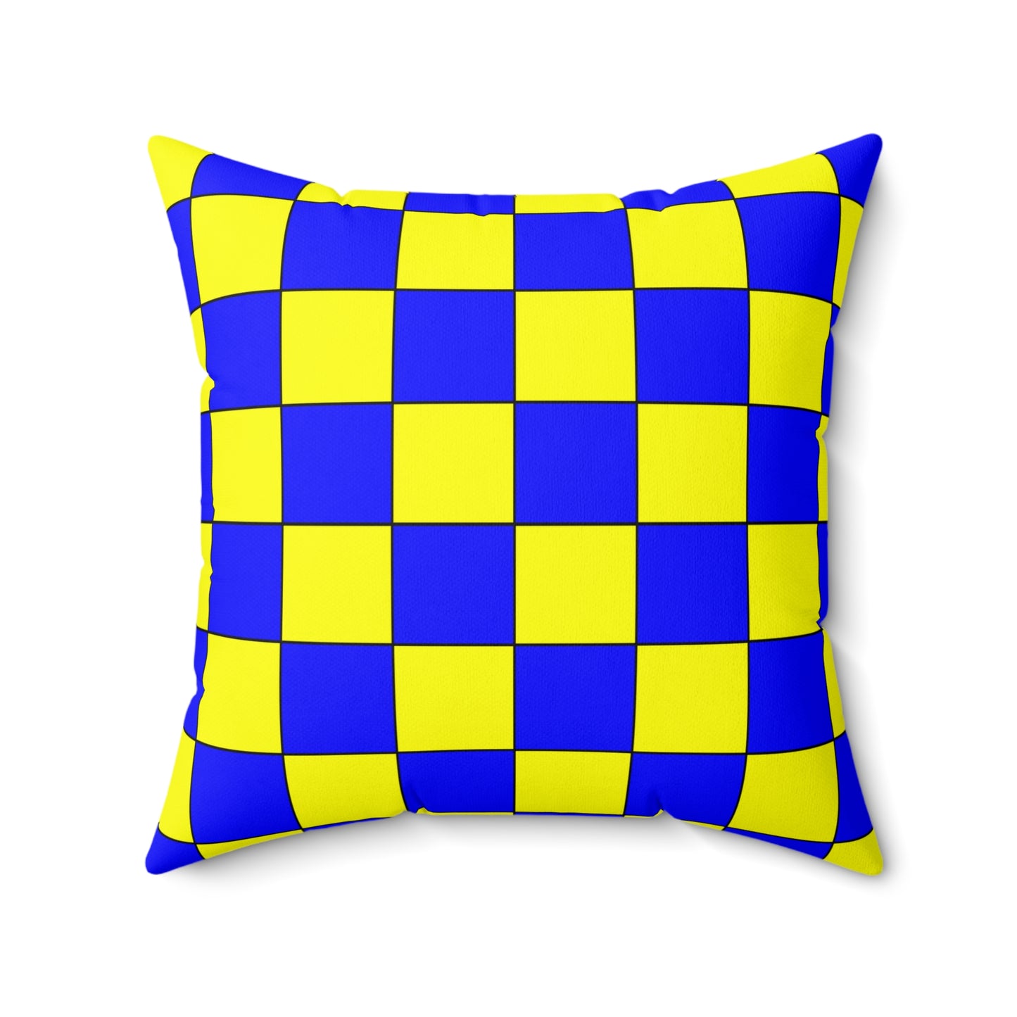 Blue, Yellow Retro Check Cushion Pillow