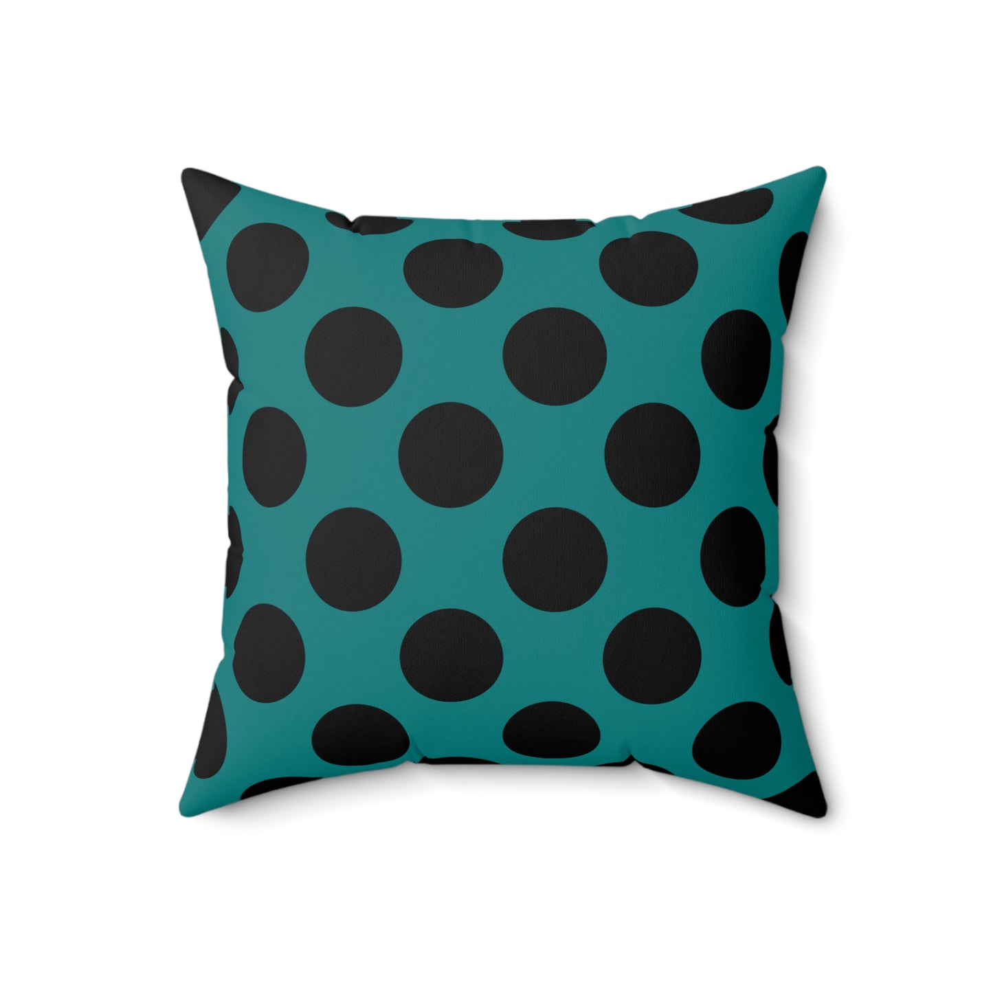 Teal, Black Retro Polka Dots Cushion Pillow