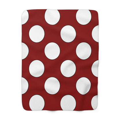 Dark Red, White Retro Polka Dots Blanket Throw