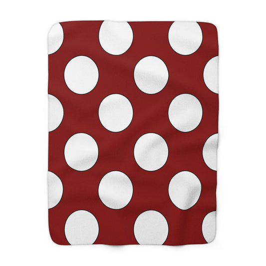 Dark Red, White Retro Polka Dots Blanket Throw