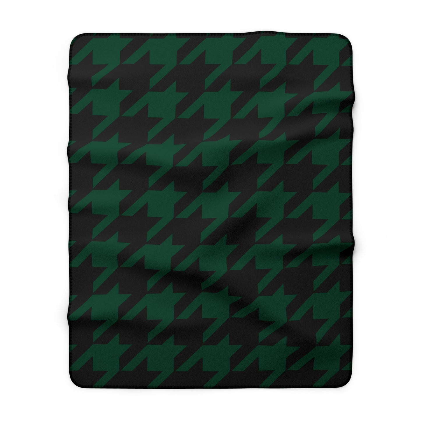 Dark Green, Black Retro Houndstooth Blanket Throw