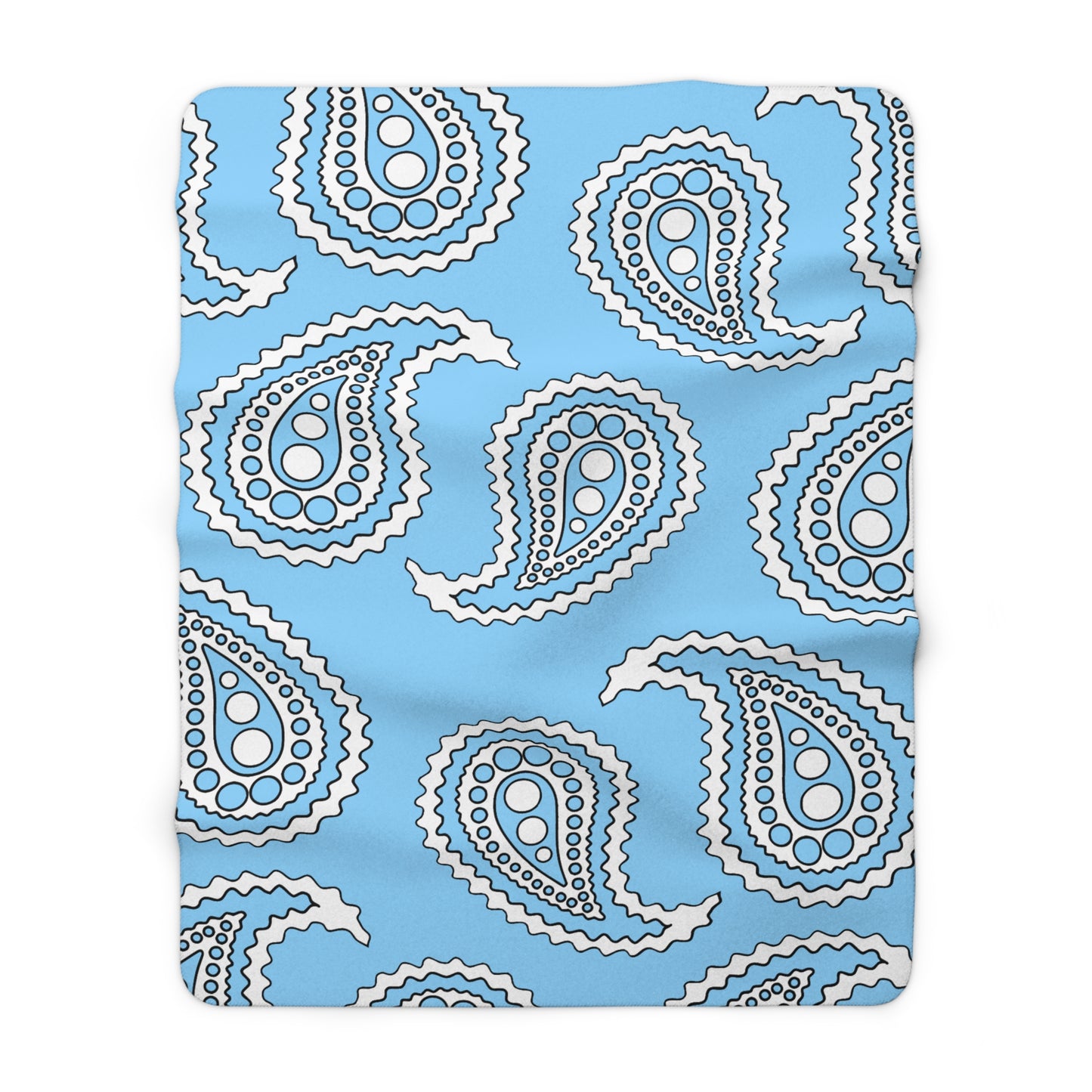 Light Blue, White Retro Paisley Blanket Throw