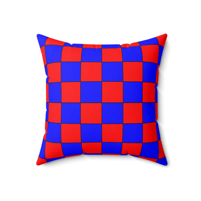 Red, Blue Retro Check Cushion Pillow