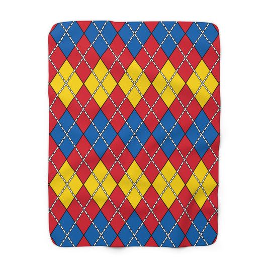 Mongolia Retro Argyle Blanket Throw