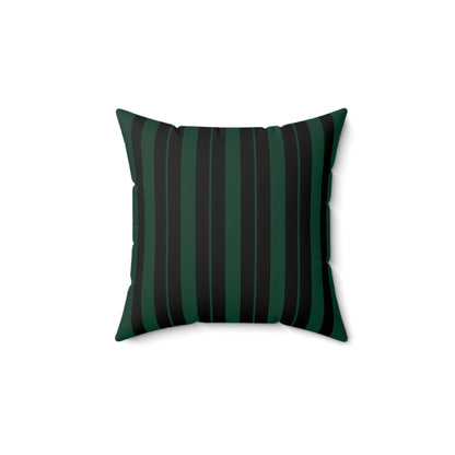 Dark Green, Black Retro Stripes Cushion Pillow