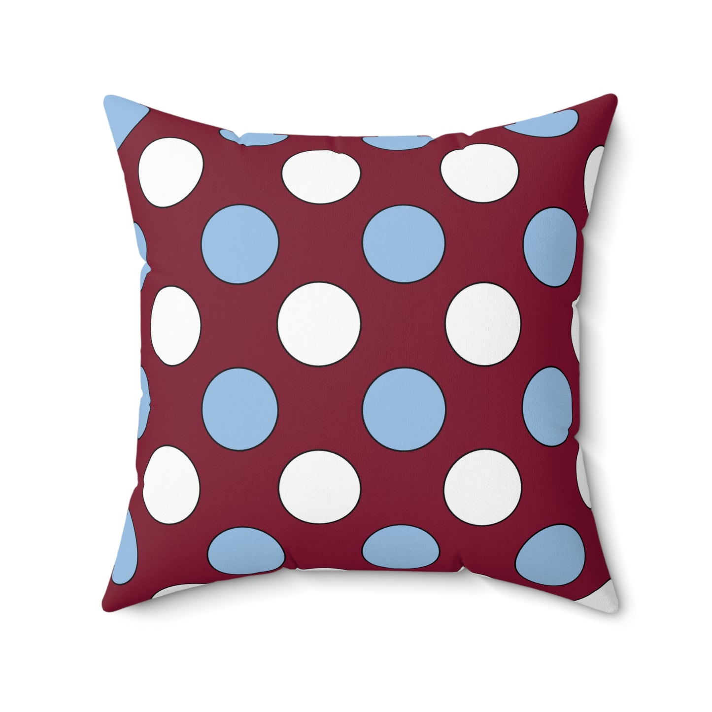 Claret, Blue, White Retro Polka Cushion Pillow