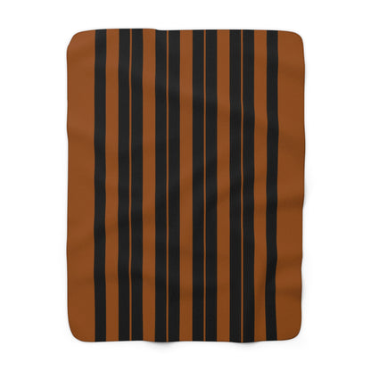 Brown, Black Retro Stripes Blanket Throw