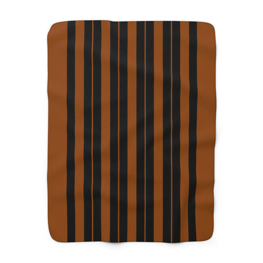 Brown, Black Retro Stripes Blanket Throw