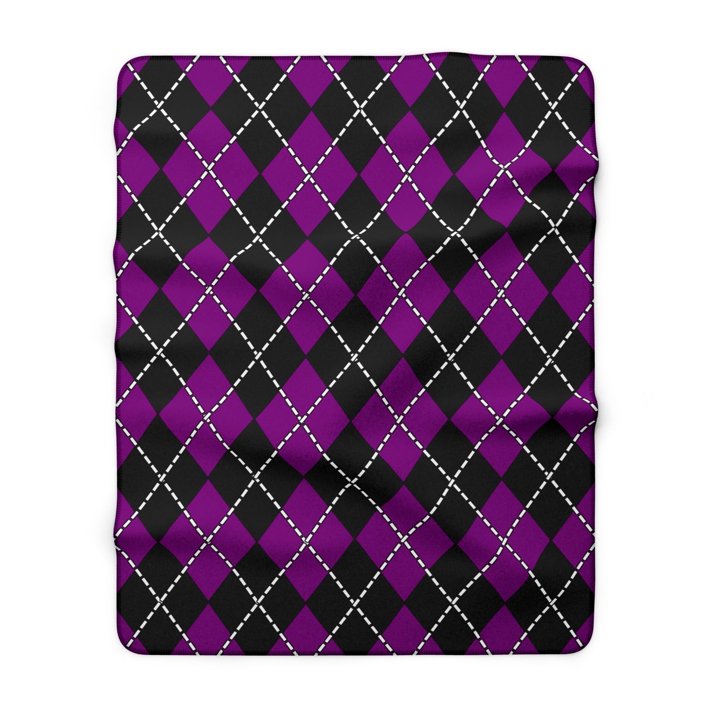 Purple, Black Retro Argyle Blanket Throw