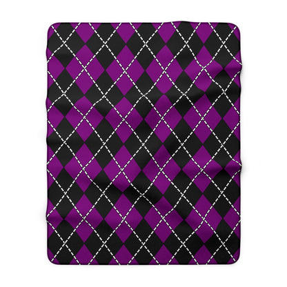 Purple, Black Retro Argyle Blanket Throw