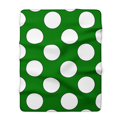 Green, White Retro Polka Dots Blanket Throw