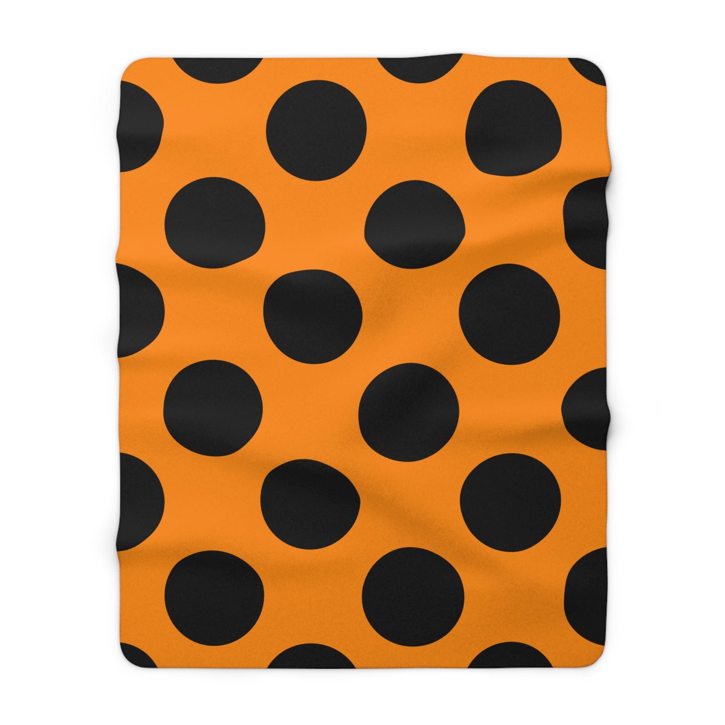 Dark Orange, Black Retro Polka Dots Blanket Throw