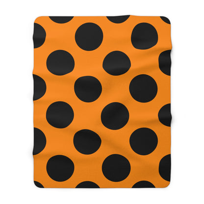 Dark Orange, Black Retro Polka Dots Blanket Throw