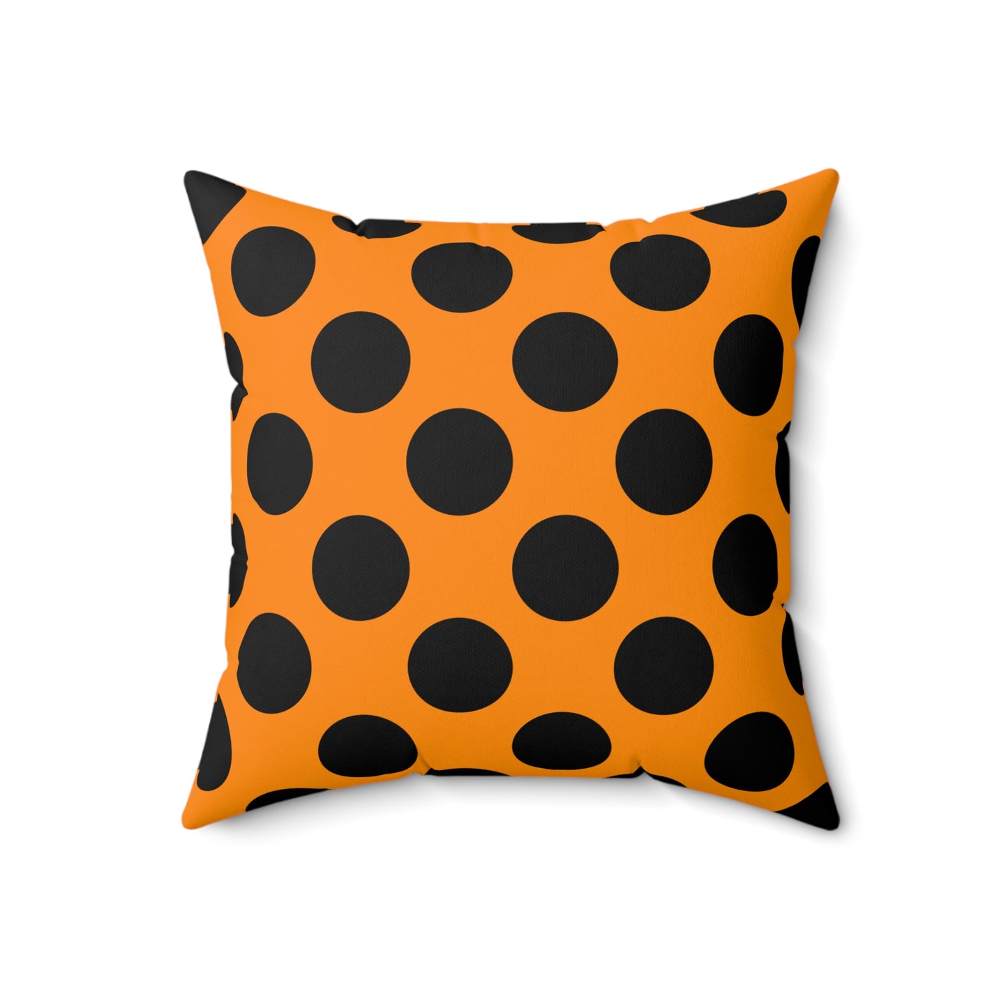 Dark Orange, Black Retro Polka Dots Cushion Pillow