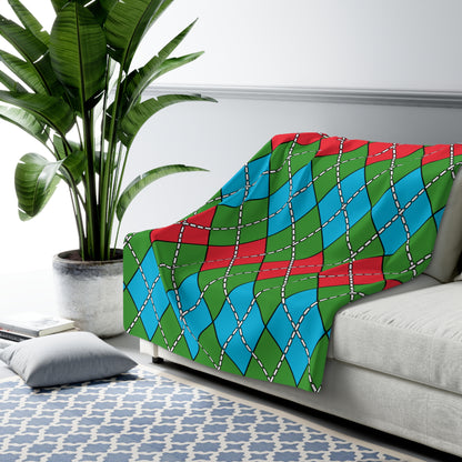 Azerbaijan Retro Argyle Blanket Throw