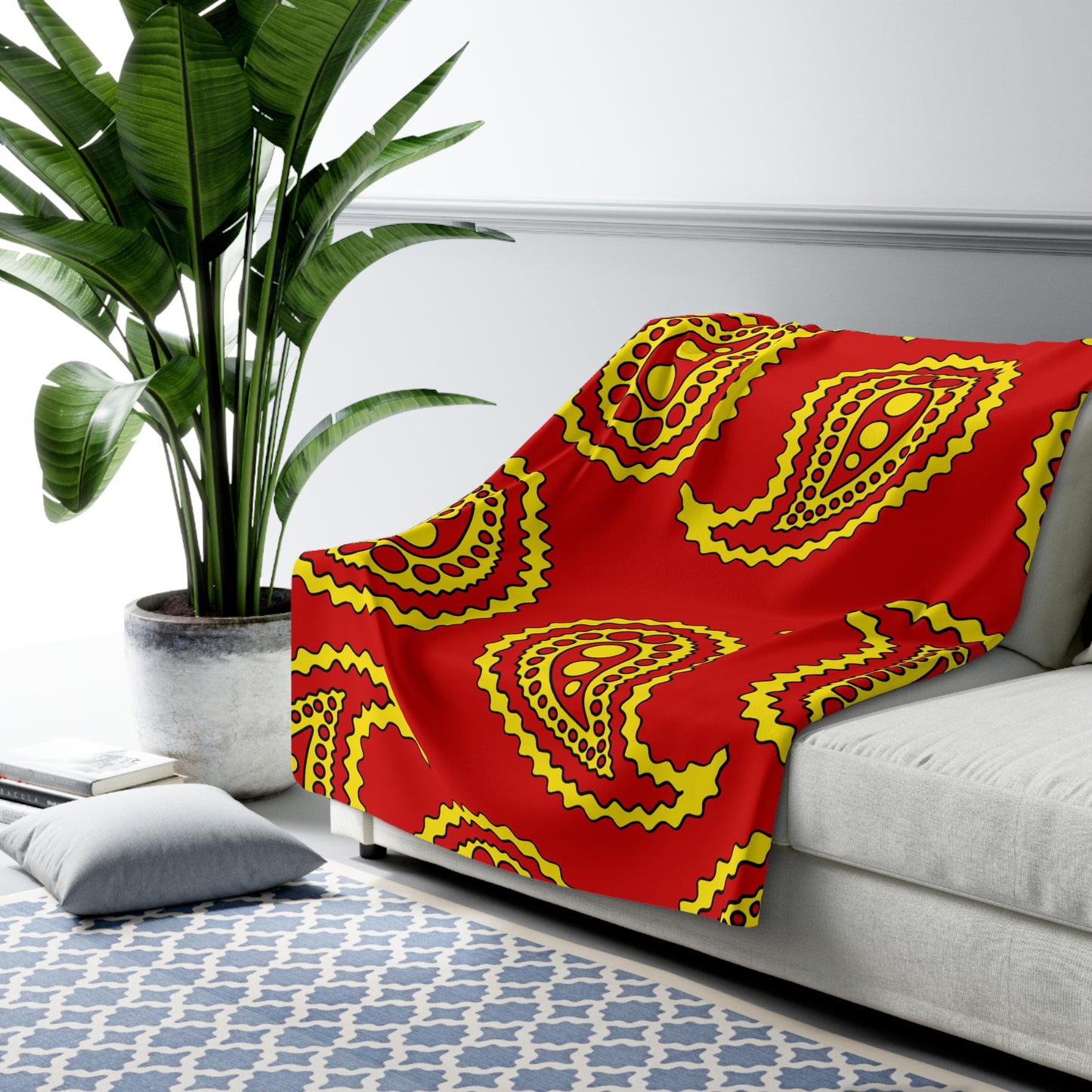 North Macedonia Retro Paisley Blanket Throw