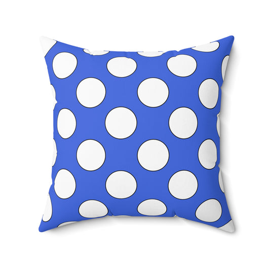 Royal Blue, White Retro Polka Dots Cushion Pillow