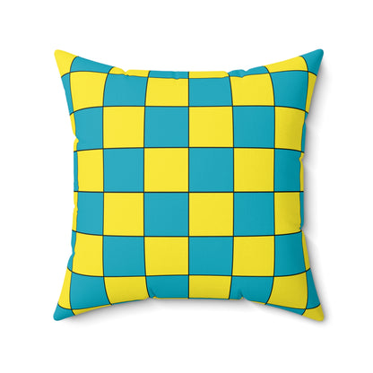 Kazakhstan Retro Check Cushion Pillow