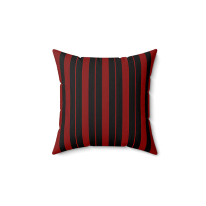 Dark Red, Black Retro Stripes Cushion Pillow