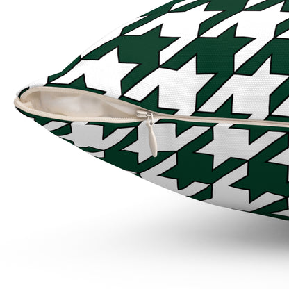 Dark Green, White Retro Houndstooth Cushion Pillow