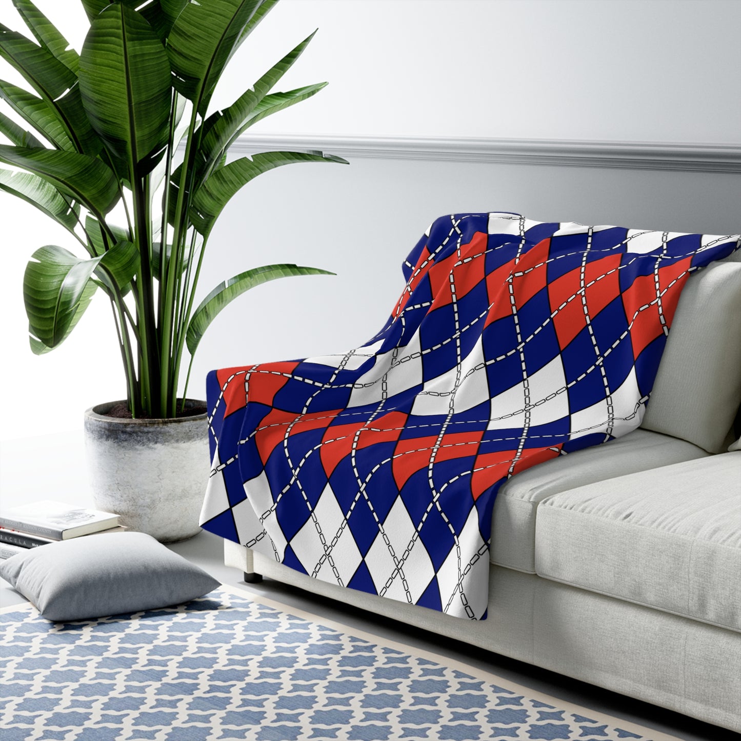 Cabo Verde Retro Argyle Blanket Throw