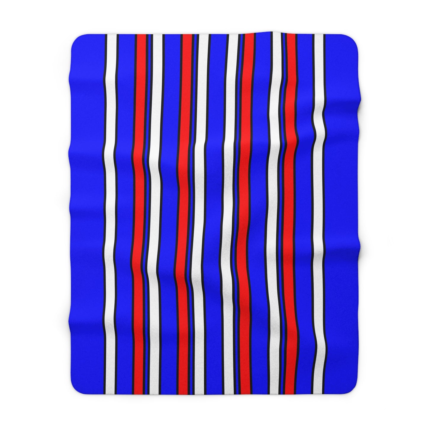 Blue, White, Red Retro Stripes Blanket Throw