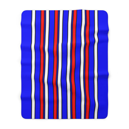 Blue, White, Red Retro Stripes Blanket Throw