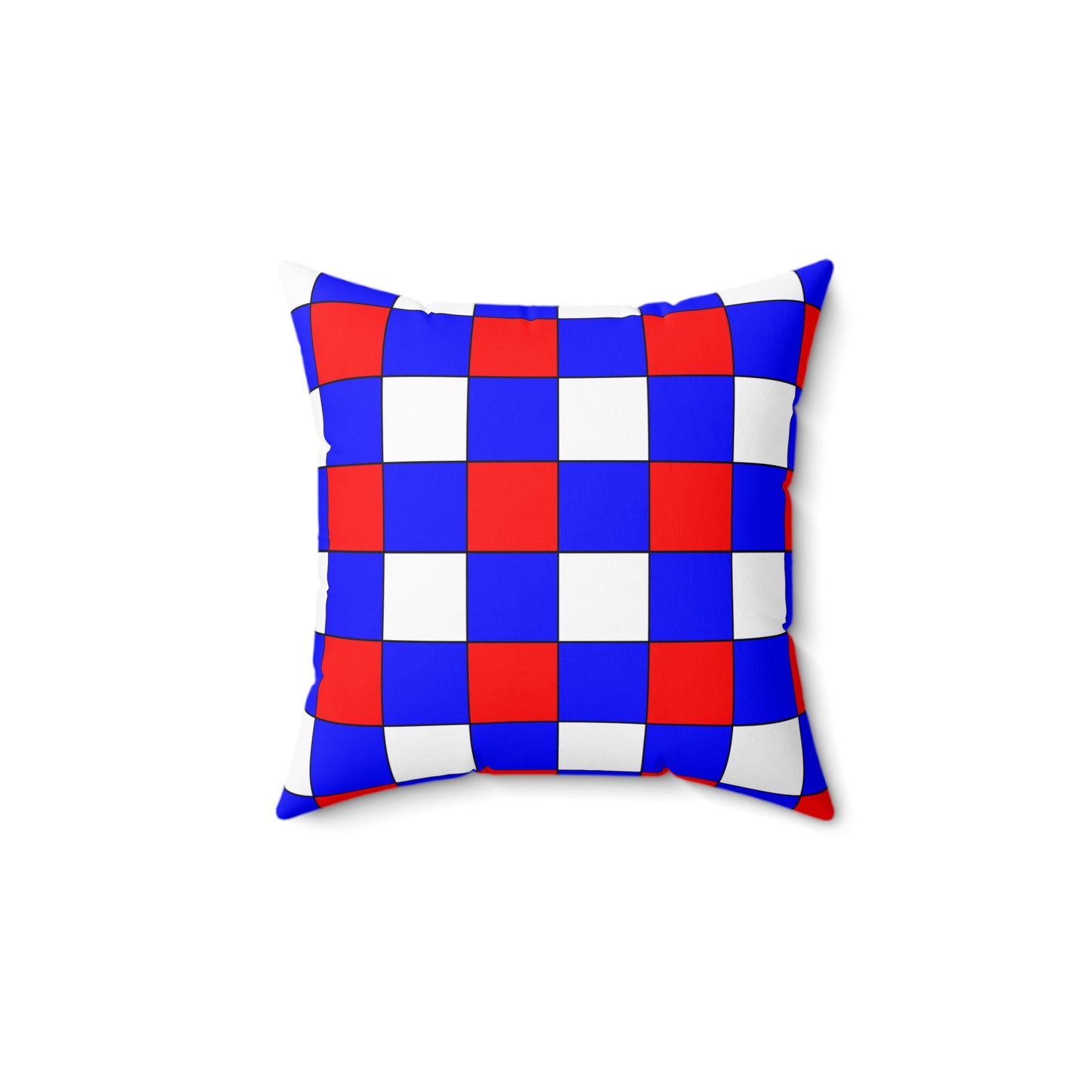 Blue, White, Red Retro Check Cushion Pillow
