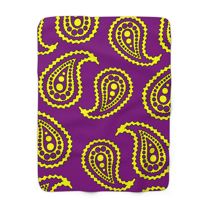Purple, Yellow Retro Paisley Blanket Throw