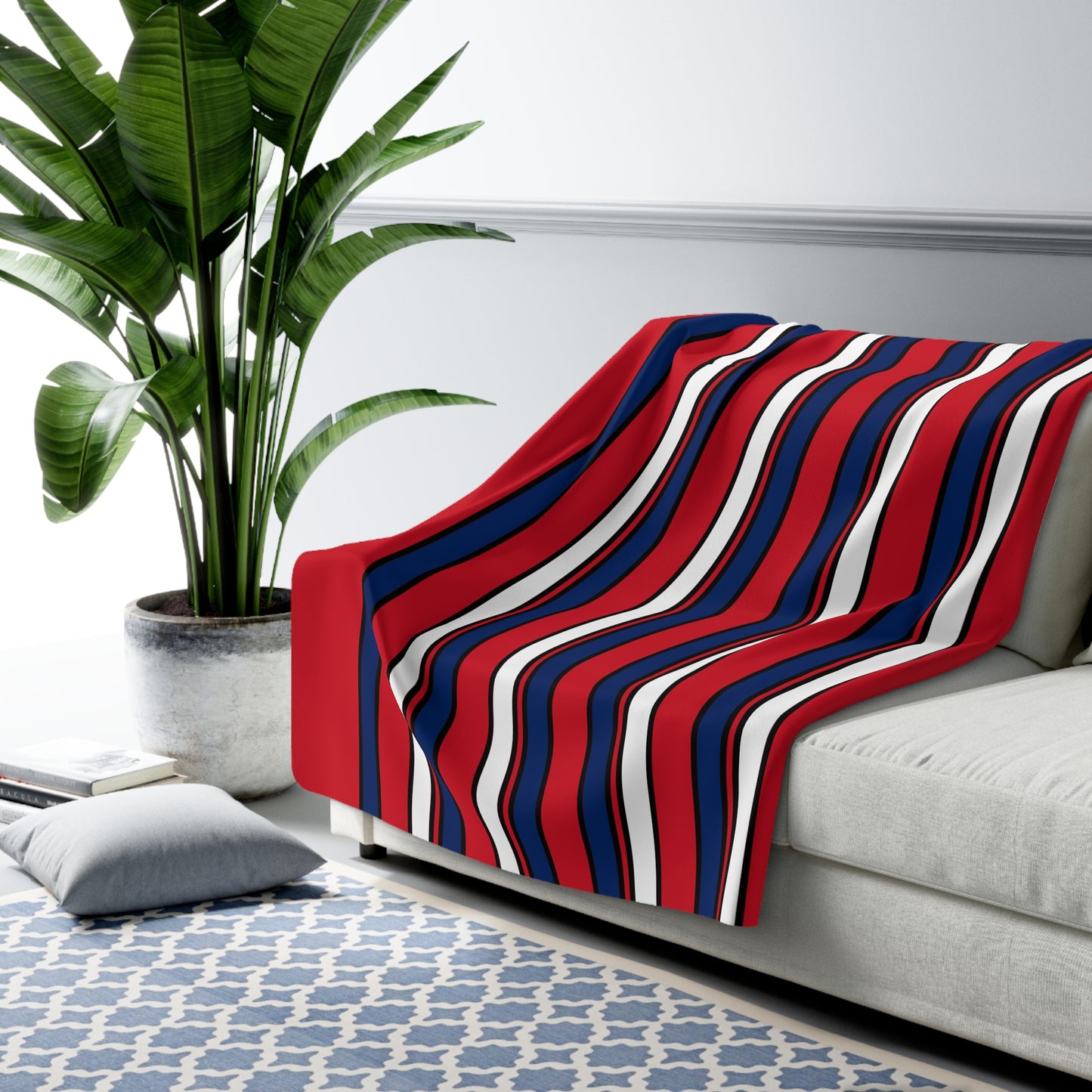 Lao Peoples Democratic Republic Retro Stripes Blanket Throw