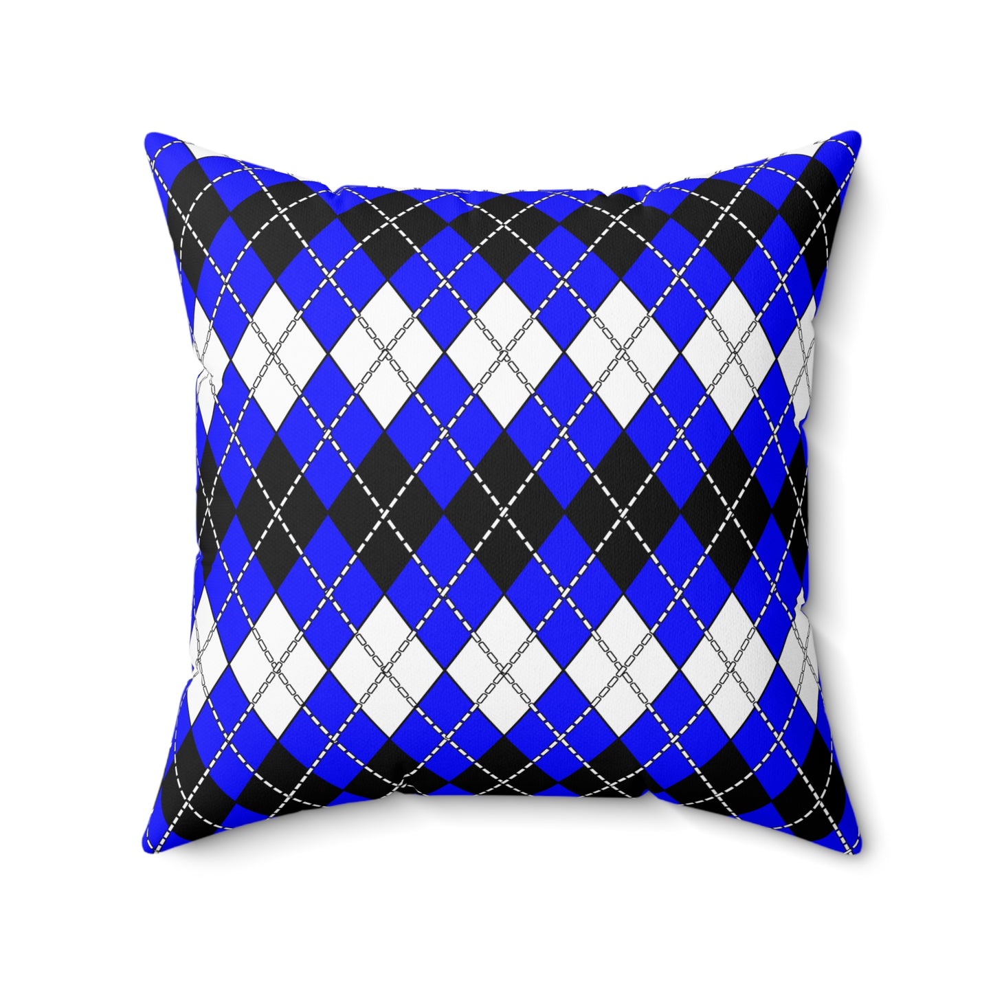 Blue, Black, White Retro Argyle Cushion Pillow