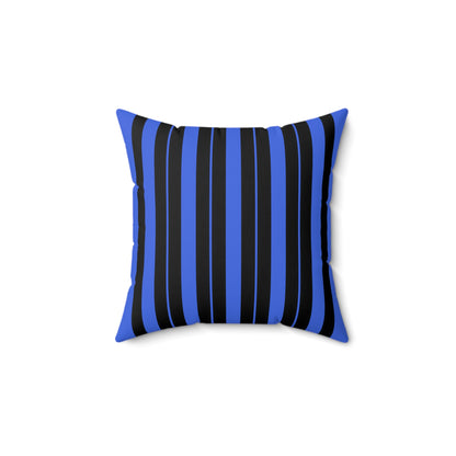 Royal Blue, Black Retro Stripes Cushion Pillow