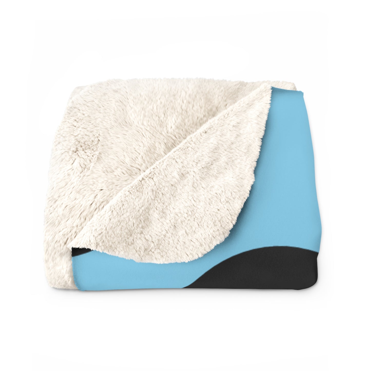 Sky Blue, Black Retro Polka Dots Blanket Throw
