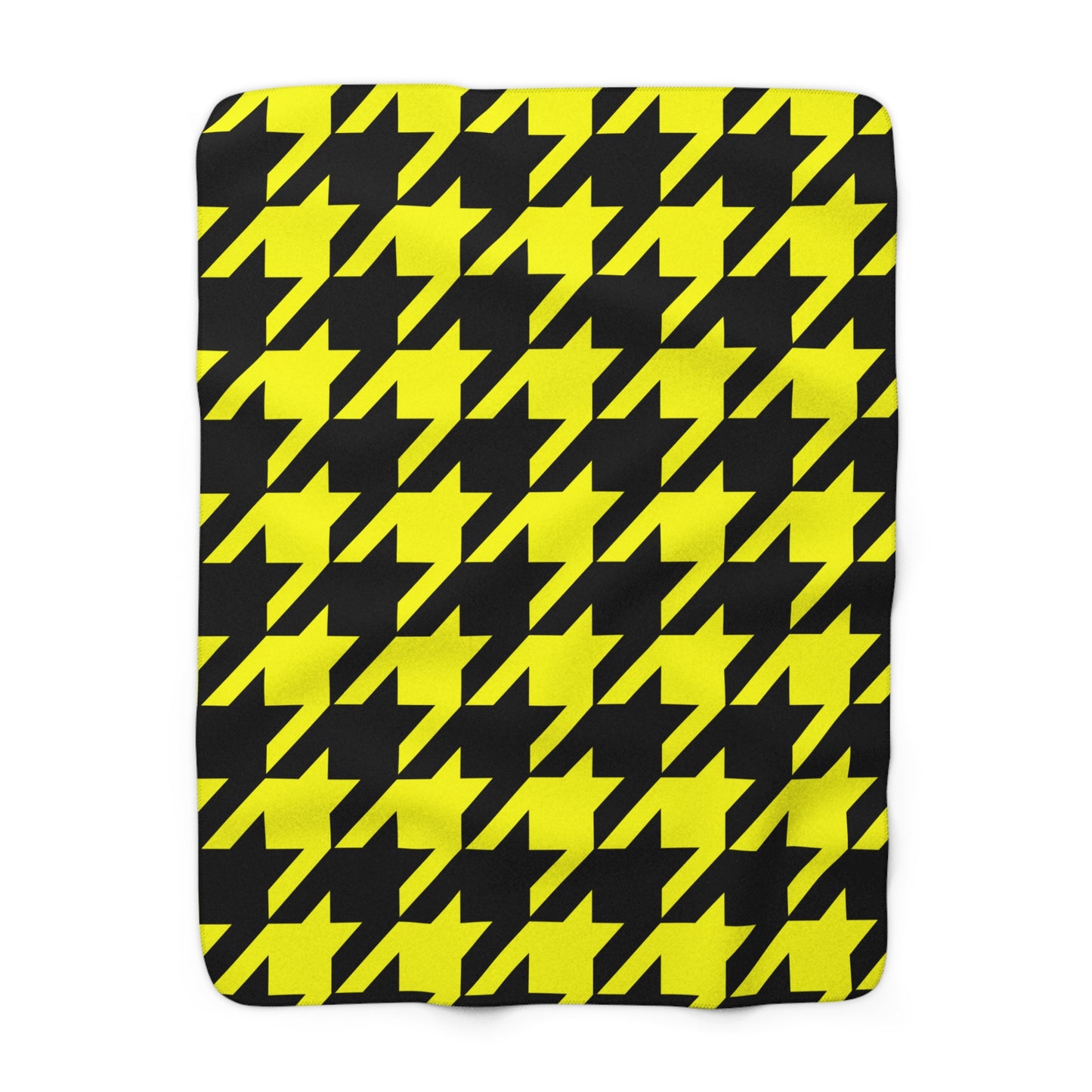 Yellow, Black Retro Houndstooth Blanket Throw