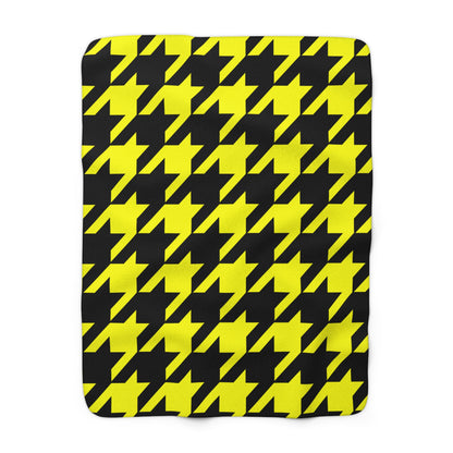 Yellow, Black Retro Houndstooth Blanket Throw