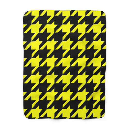 Yellow, Black Retro Houndstooth Blanket Throw