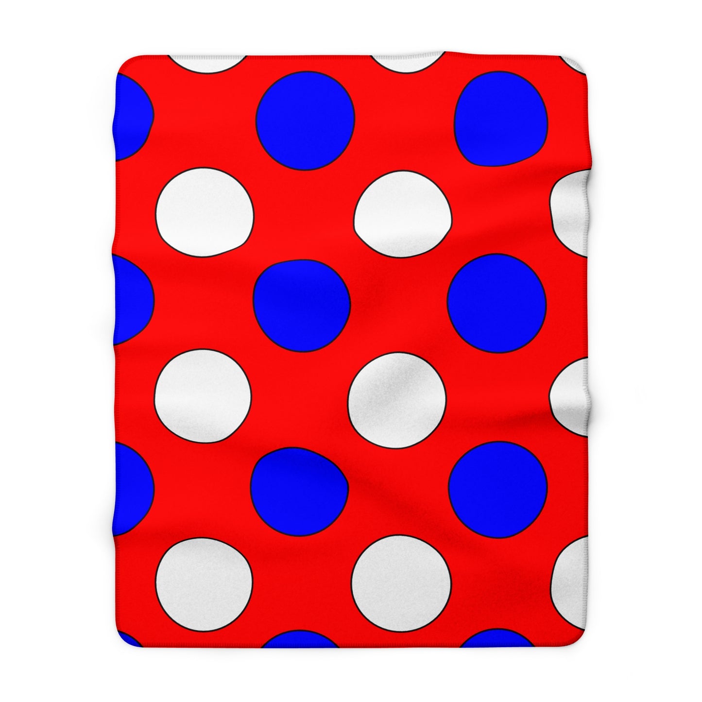 Red, White, Blue Retro Polka Dots Blanket Throw