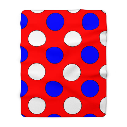 Red, White, Blue Retro Polka Dots Blanket Throw