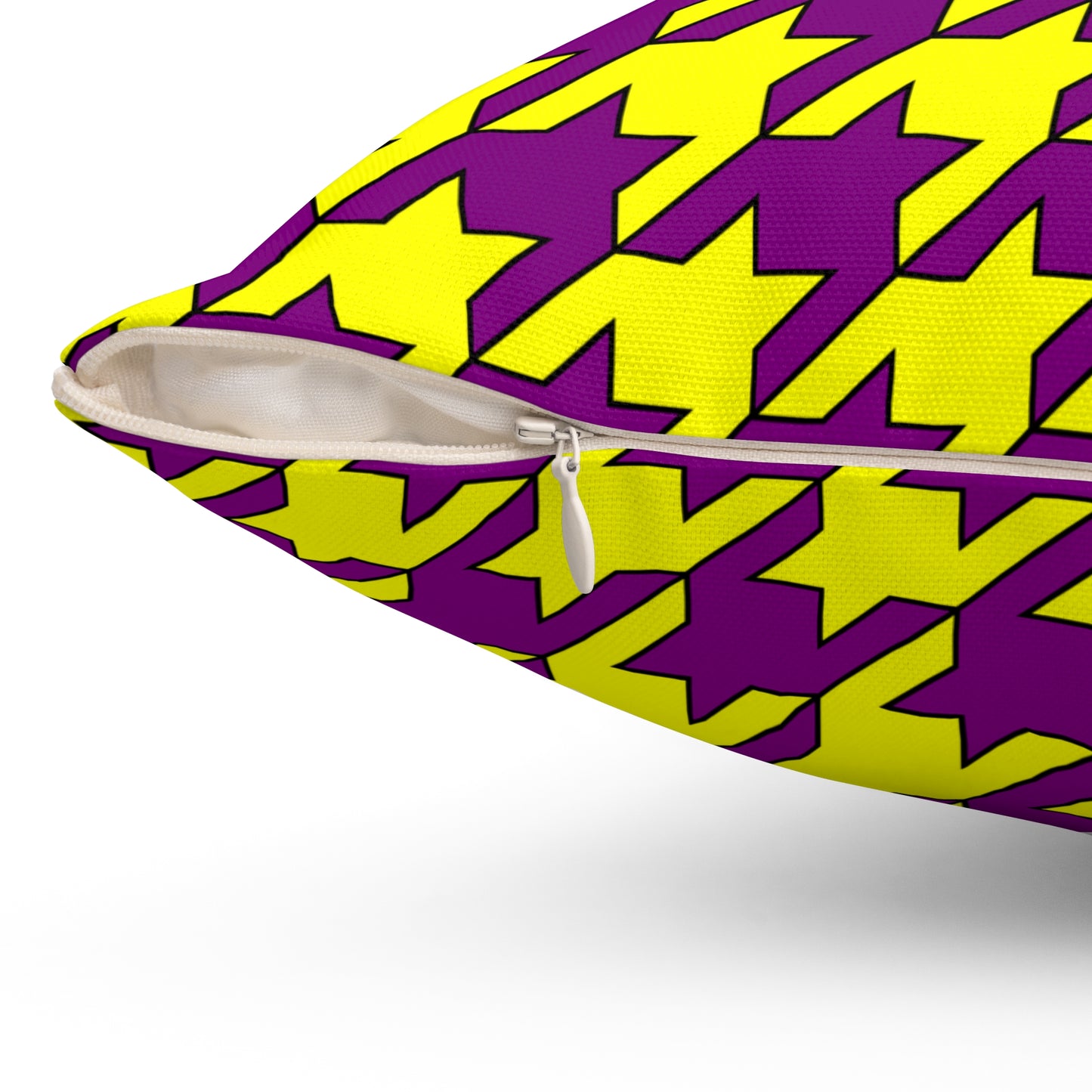 Purple, Yellow Retro Houndstooth Cushion Pillow