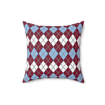 Claret, Blue, White Retro Argyle Cushion Pillow