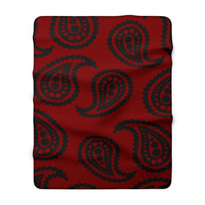 Maroon, Black Retro Paisley Blanket Throw