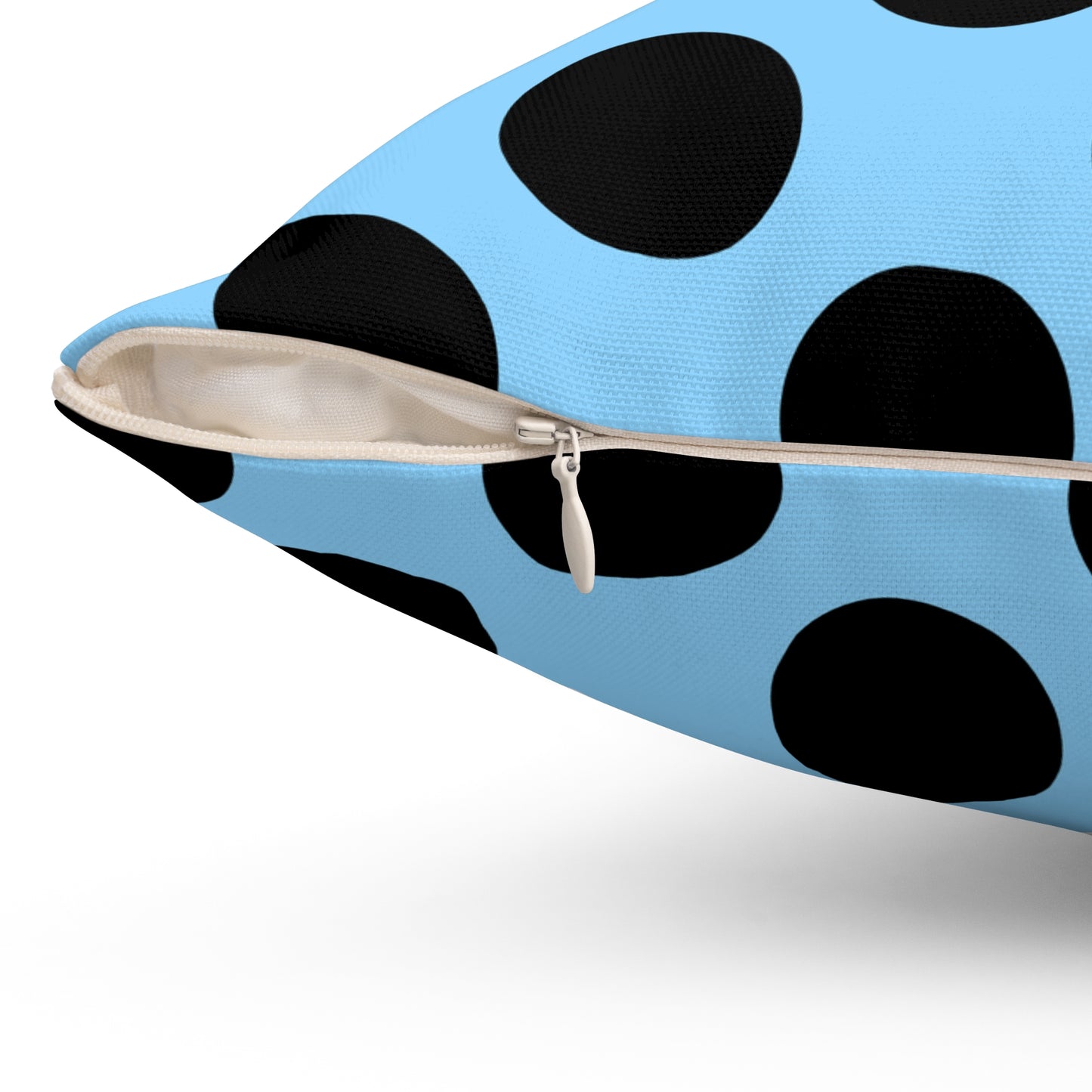 Light Blue, Black Retro Polka Dots Cushion Pillow