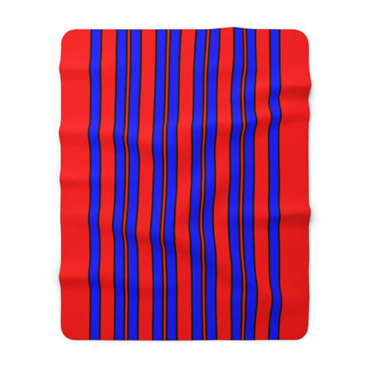 Red, Blue Retro Stripes Blanket Throw