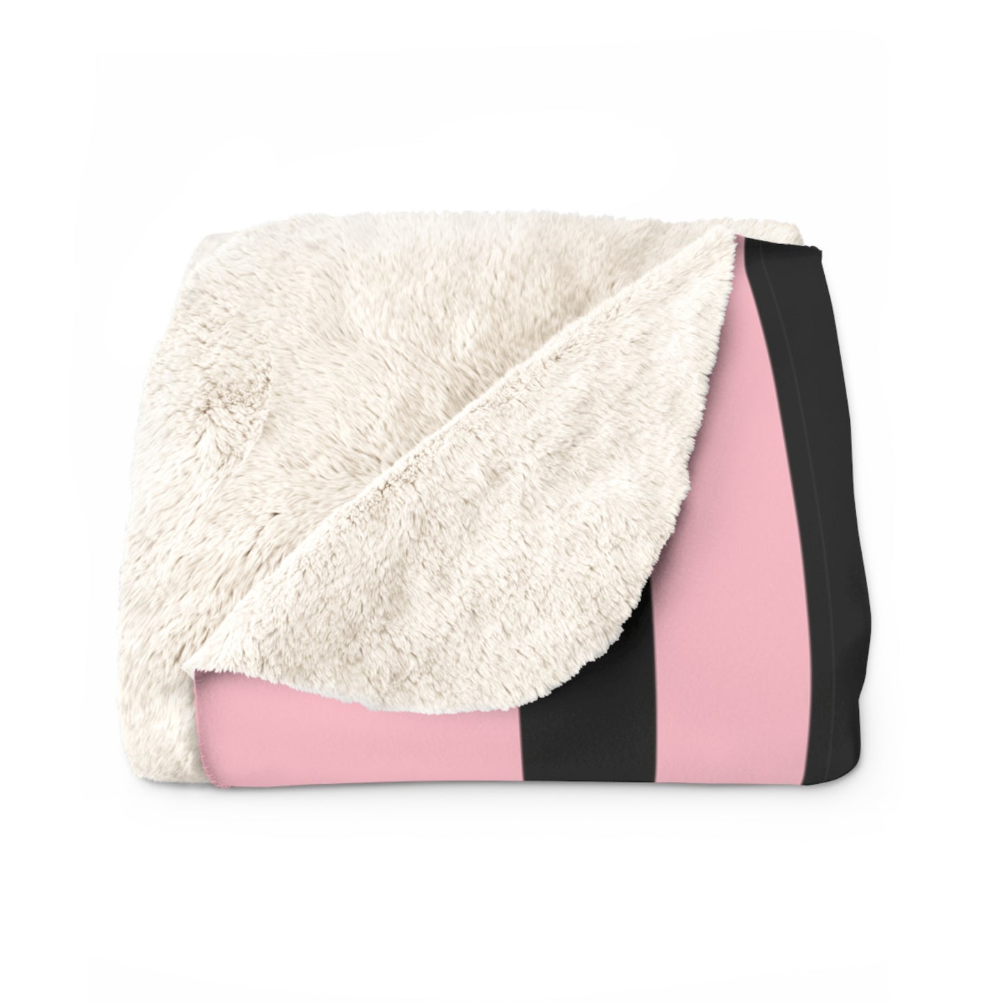 Pink, Black Retro Stripes Blanket Throw