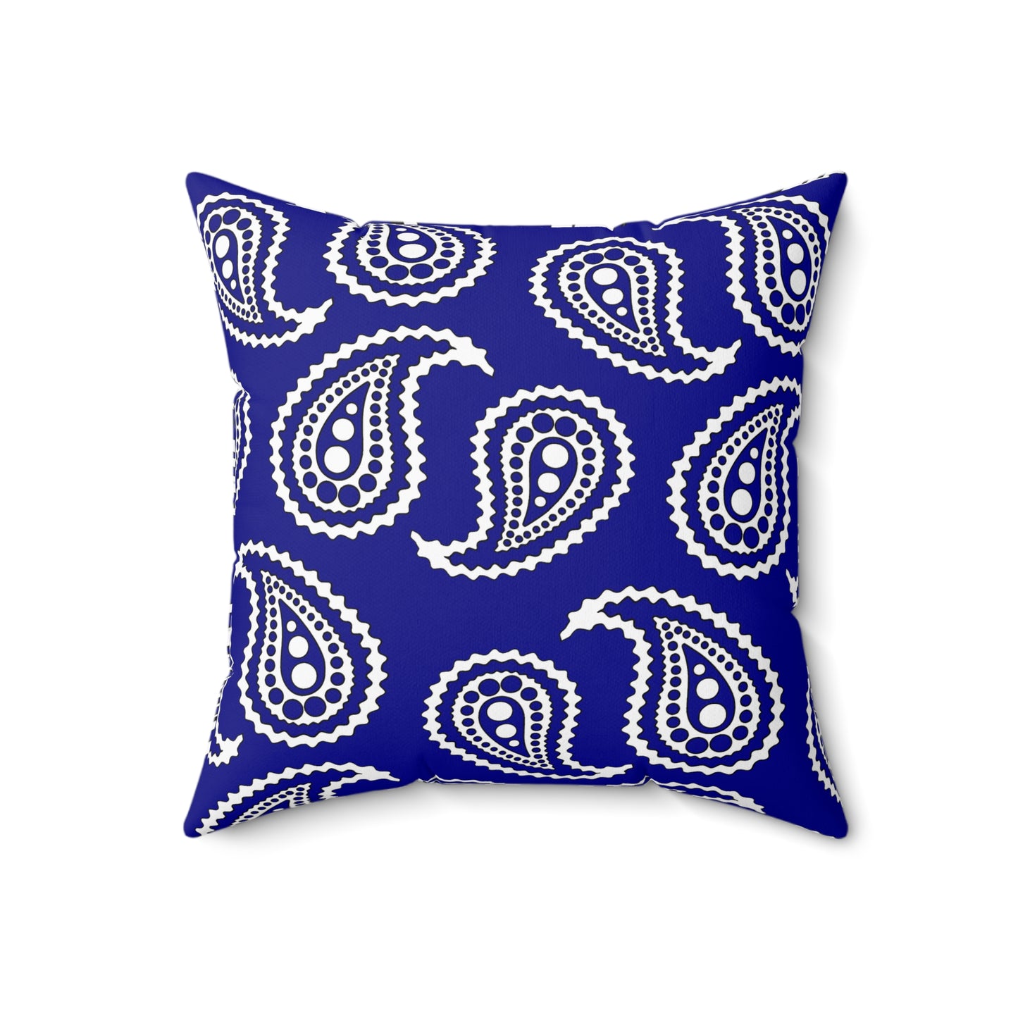 Dark Blue, White Retro Paisley Cushion Pillow