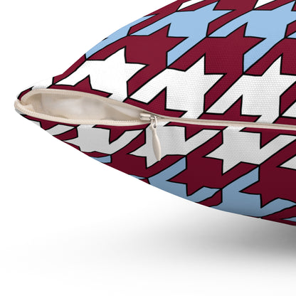 Claret, Blue, White Retro Houndstooth Cushion Pillow