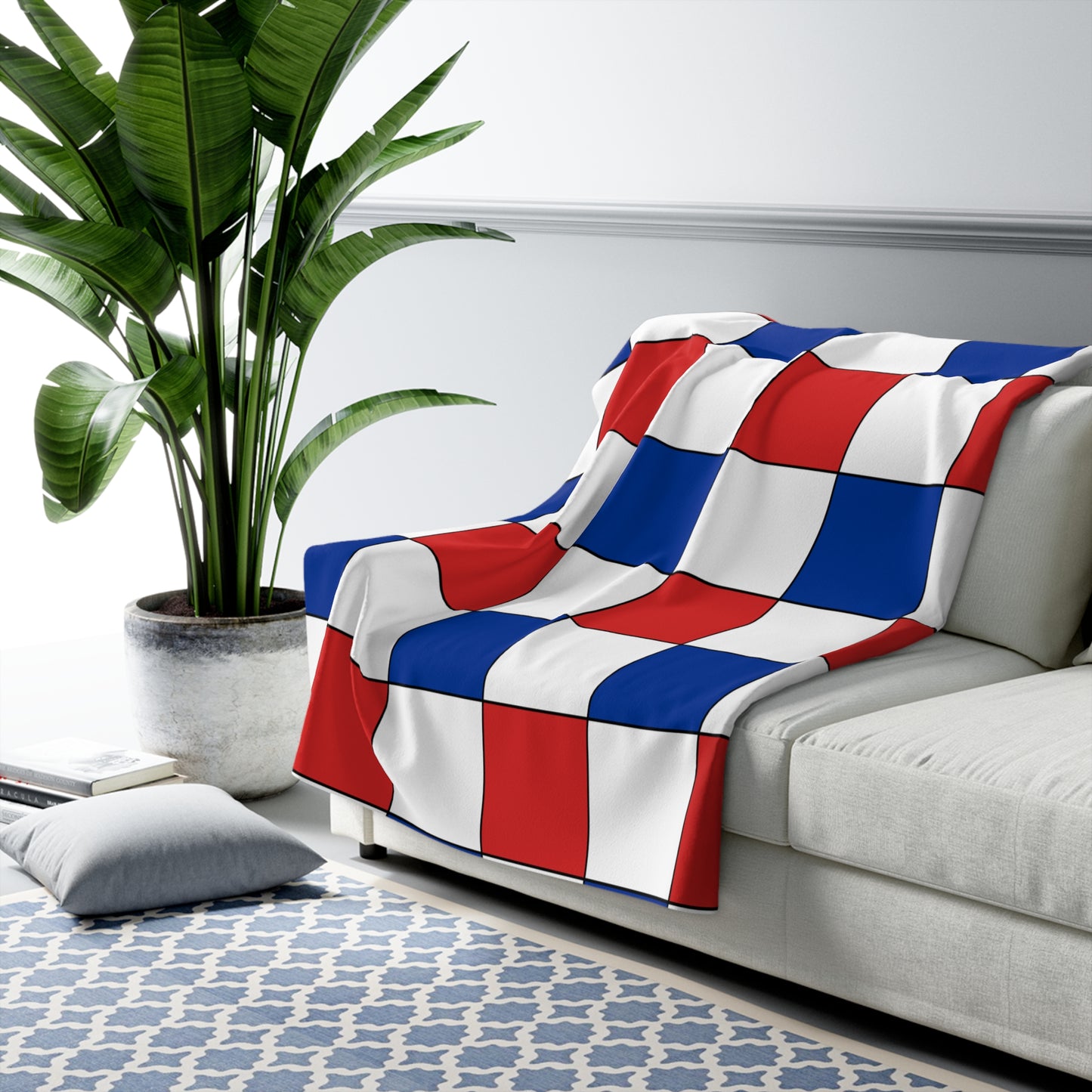 Faroe Islands Retro Check Blanket Throw