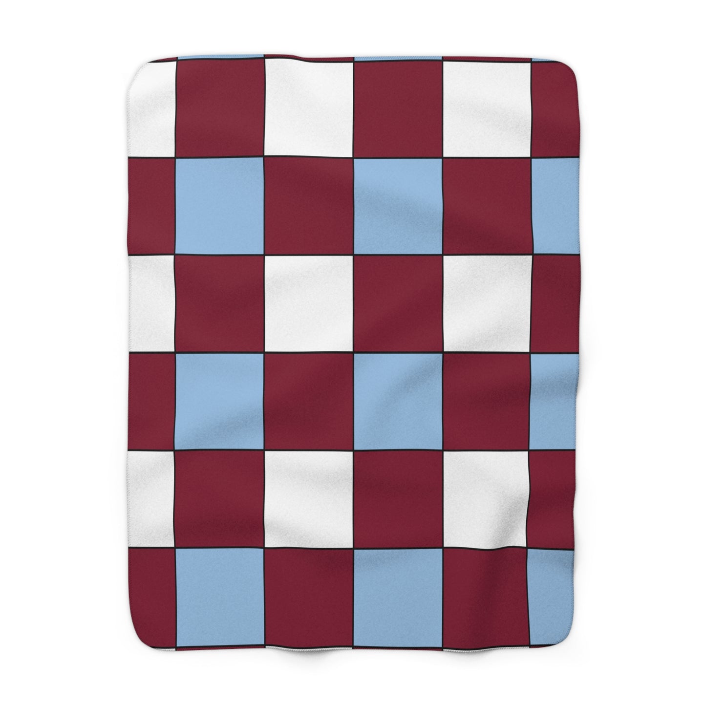 Claret, Blue, White Retro Check Blanket Throw