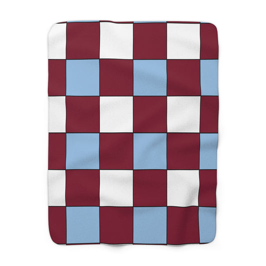 Claret, Blue, White Retro Check Blanket Throw