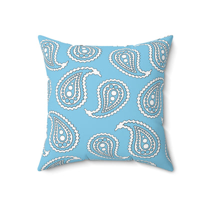 Sky Blue, White Retro Paisley Cushion Pillow